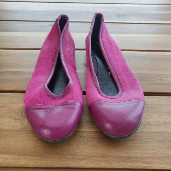 Kokua Shoes Ballet Flats Calf Hair Slip-on Pink Magenta Size 5.4 EU 36.