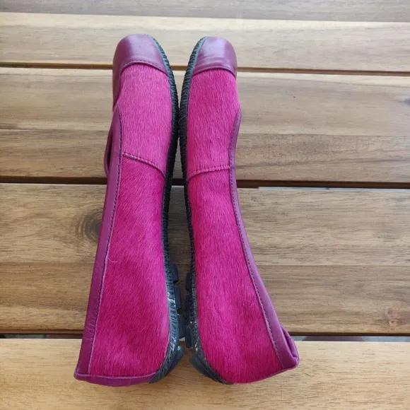 Kokua Shoes Ballet Flats Calf Hair Slip-on Pink Magenta Size 5.4 EU 36.