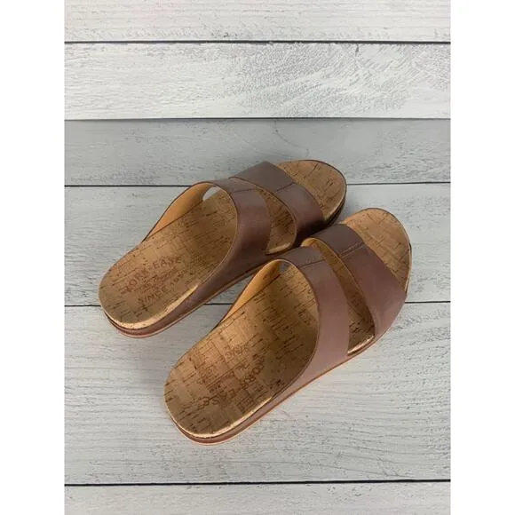 Kork-Ease Women's Size 6 Tutsi Brown Dual Band Leather Slip On Sandal NEW In Box