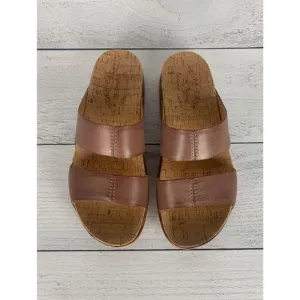 Kork-Ease Women's Size 6 Tutsi Brown Dual Band Leather Slip On Sandal NEW In Box