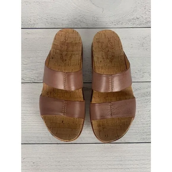 Kork-Ease Women's Size 6 Tutsi Brown Dual Band Leather Slip On Sandal NEW In Box