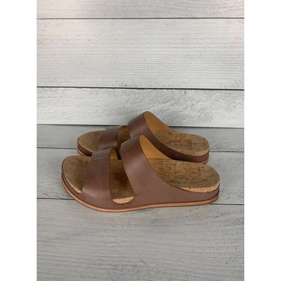 Kork-Ease Women's Size 6 Tutsi Brown Dual Band Leather Slip On Sandal NEW In Box