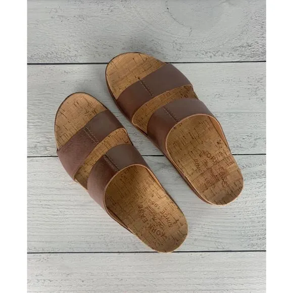 Kork-Ease Women's Size 6 Tutsi Brown Dual Band Leather Slip On Sandal NEW In Box