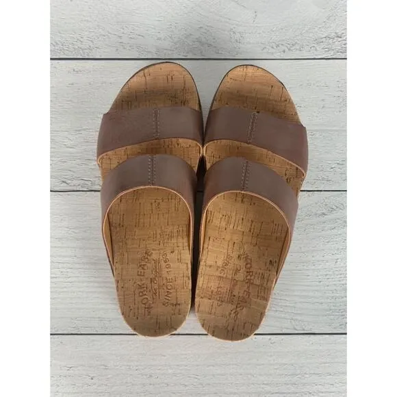 Kork-Ease Women's Size 6 Tutsi Brown Dual Band Leather Slip On Sandal NEW In Box