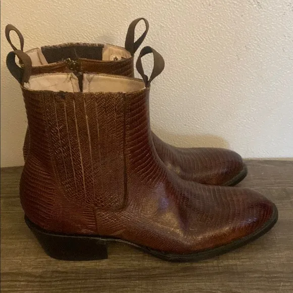 Korwin Leather Ankle Boots Lizard Embossed size 11