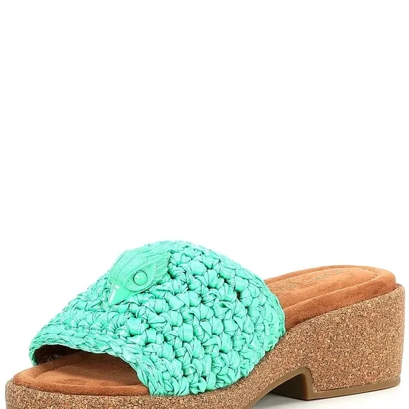 Kurt Geiger Green Woven Mules NWT