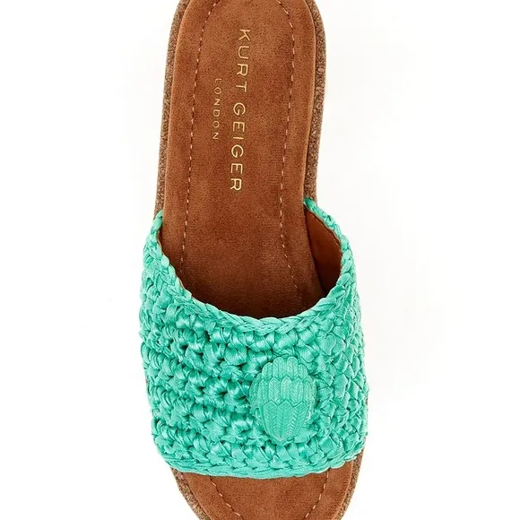 Kurt Geiger Green Woven Mules NWT
