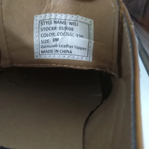 La Milano  Shoes, WILL Brown Leather ,  Size 8M Style Cognac-230 memory foam