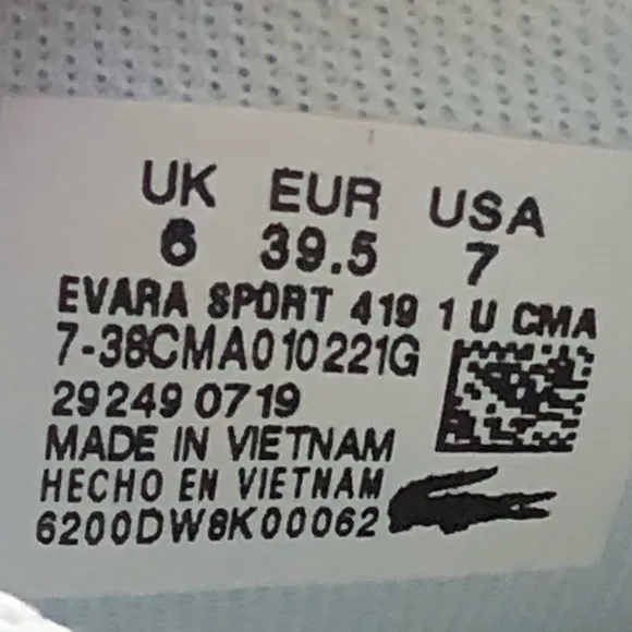 Lacoste Evara Sport Lace Up Sneaker Shoes