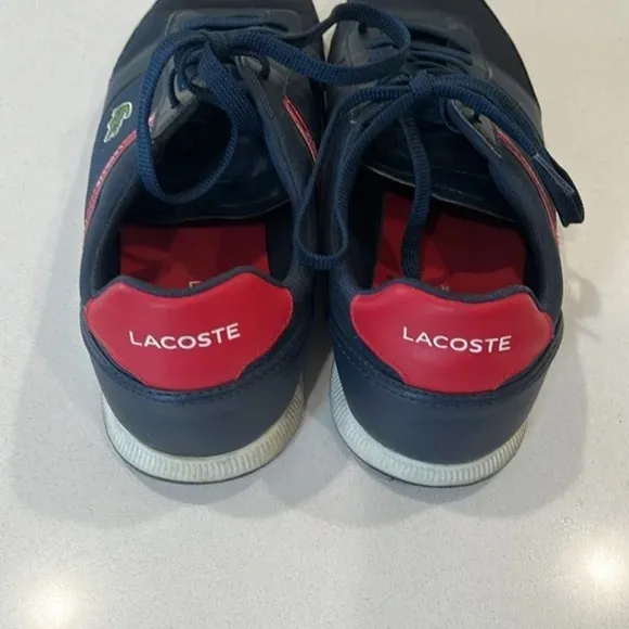 Lacoste Menerva Size 12 Blue Navy &amp; Red Athletic Shoes