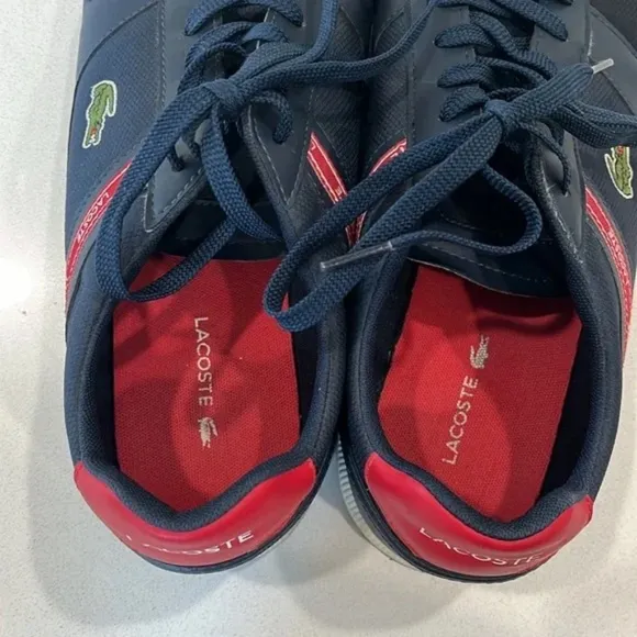 Lacoste Menerva Size 12 Blue Navy &amp; Red Athletic Shoes