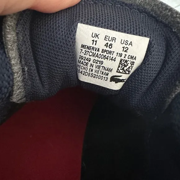 Lacoste Menerva Size 12 Blue Navy &amp; Red Athletic Shoes