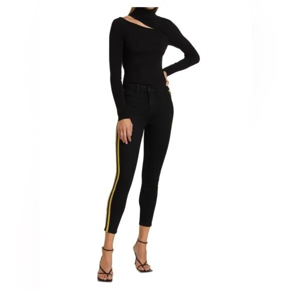 L’Agence Margot Stripe Black Jean with Gold Stripe. 25