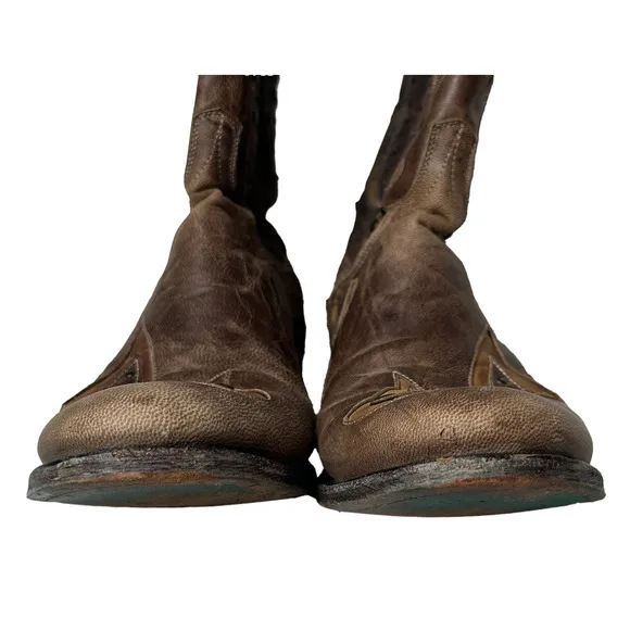 Lane Boots Brown with Cut-Outs, Studs and Side Zips Cowboy Cowgirl