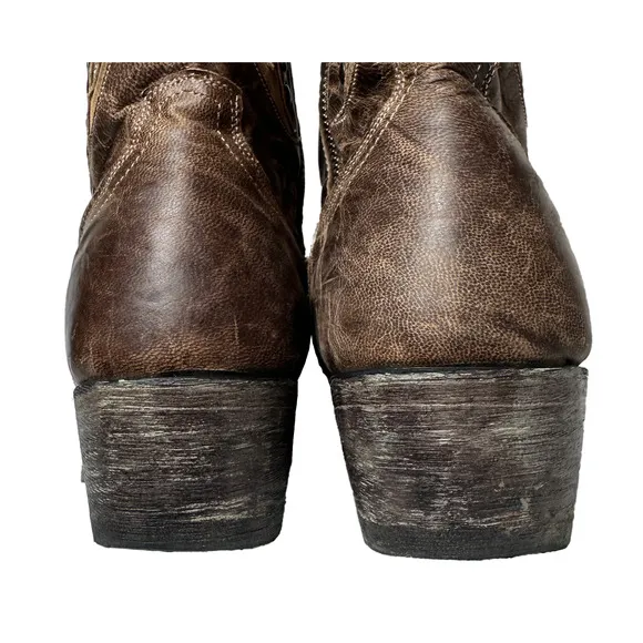 Lane Boots Brown with Cut-Outs, Studs and Side Zips Cowboy Cowgirl