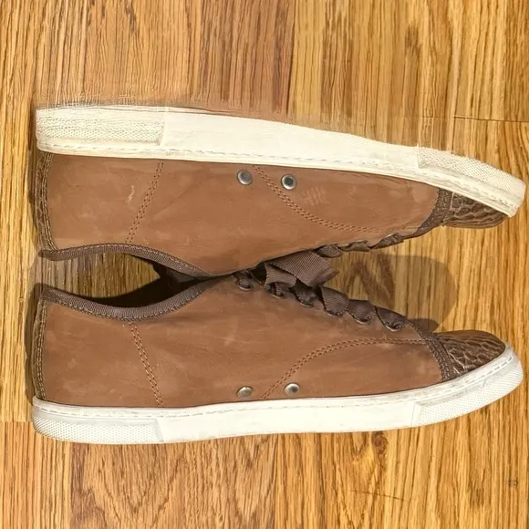 Lanvin Sneakers Brown Suede With Snakeskin Size 7