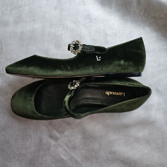 Larroude Blair Ballet Flat In Bosco Velvet Shoes Sz 7