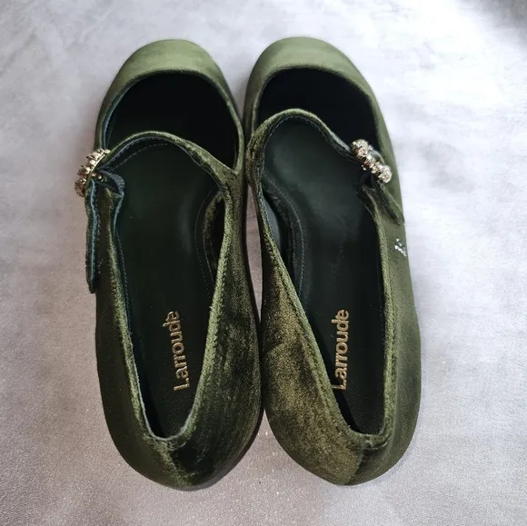 Larroude Blair Ballet Flat In Bosco Velvet Shoes Sz 7