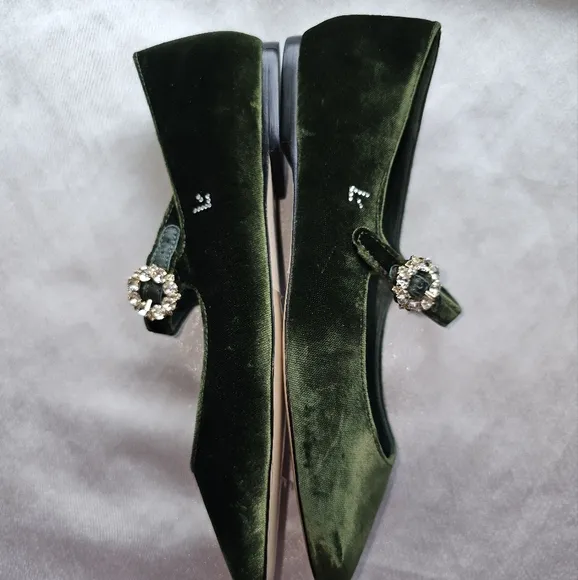 Larroude Blair Ballet Flat In Bosco Velvet Shoes Sz 7