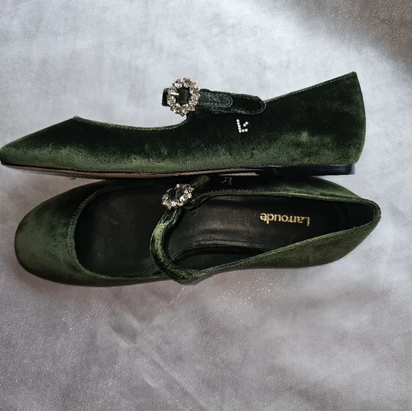 Larroude Blair Ballet Flat In Bosco Velvet Shoes Sz 7