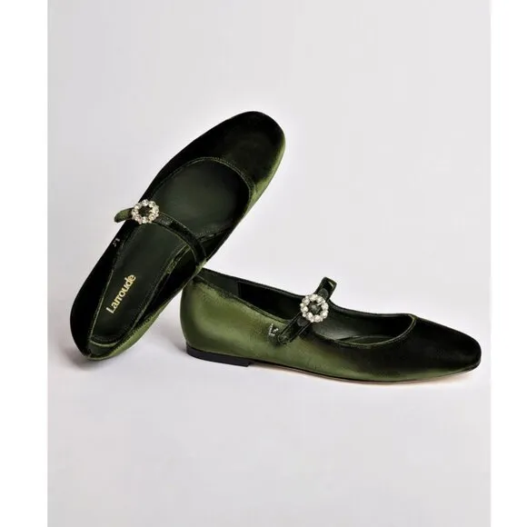 Larroude Blair Ballet Flat In Bosco Velvet Shoes Sz 7