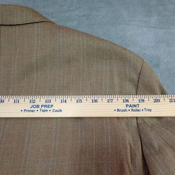 Lauren Ralph Lauren Blazer Men's 42R Biege‎ Wool Silk Blend Lord &amp; Taylor Plaid