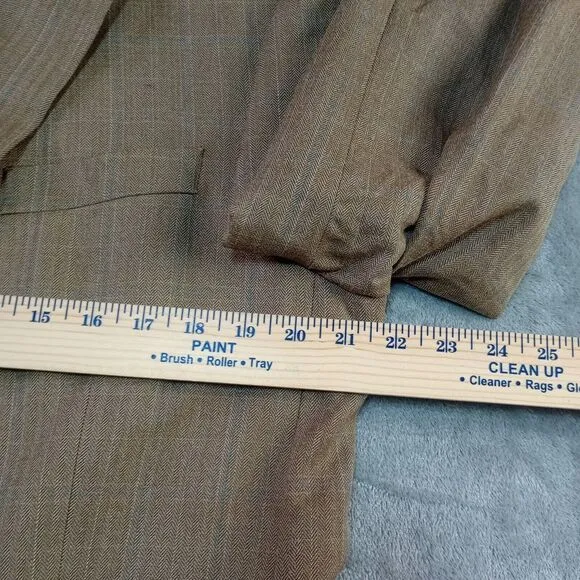 Lauren Ralph Lauren Blazer Men's 42R Biege‎ Wool Silk Blend Lord &amp; Taylor Plaid