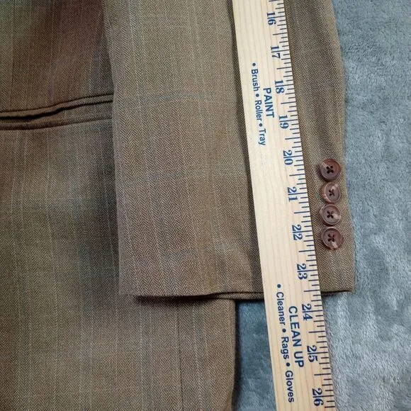 Lauren Ralph Lauren Blazer Men's 42R Biege‎ Wool Silk Blend Lord &amp; Taylor Plaid