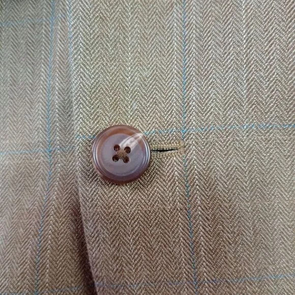 Lauren Ralph Lauren Blazer Men's 42R Biege‎ Wool Silk Blend Lord &amp; Taylor Plaid