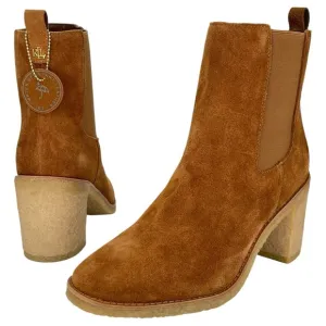 Lauren Ralph Lauren Marianna Tan Suede Leather Womens Ankle Boots Size 5M