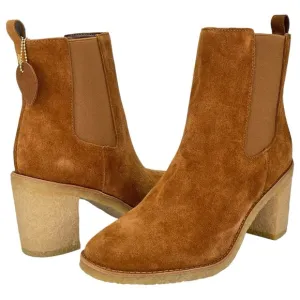 Lauren Ralph Lauren Marianna Tan Suede Leather Womens Ankle Boots Size 7.5M