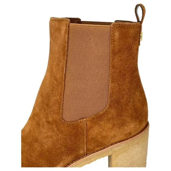 Lauren Ralph Lauren Marianna Tan Suede Leather Womens Ankle Boots Size 7.5M