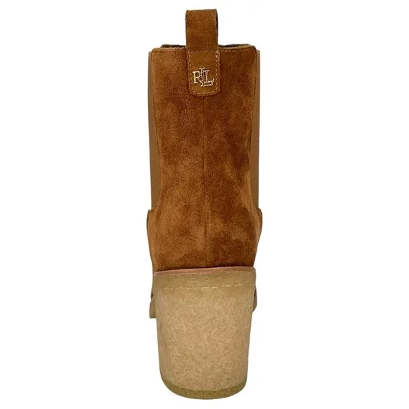 Lauren Ralph Lauren Marianna Tan Suede Leather Womens Ankle Boots Size 7.5M