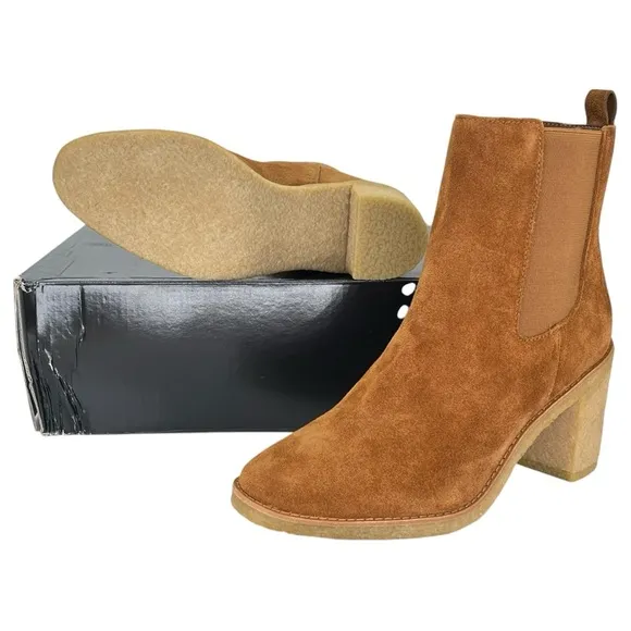 Lauren Ralph Lauren Marianna Tan Suede Leather Womens Ankle Boots Size 7.5M