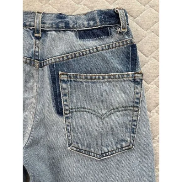 Le Superbe Jeans Womens 26 Blue Embellished Straight Leg Crop Beaded Casual