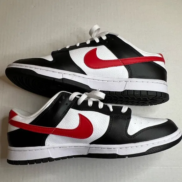 Like New Nike Dunk Low Retro Casual Shoes in white/red/black Mens Size 11.5