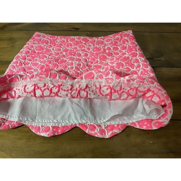 LILLY PULITZER Hot Pink Scalloped Tate Skirt Size 0