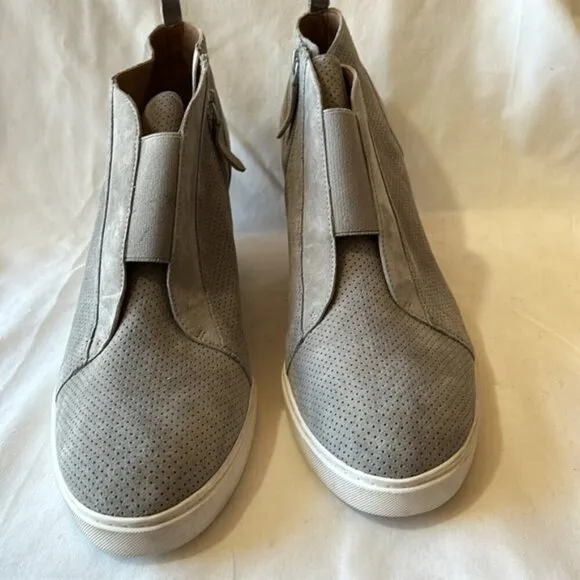 Linea Paolo Gray Felicia Suede Wedge Sneakers-Size 12 M NWOB
