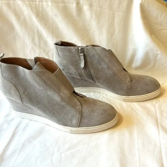 Linea Paolo Gray Felicia Suede Wedge Sneakers-Size 12 M NWOB