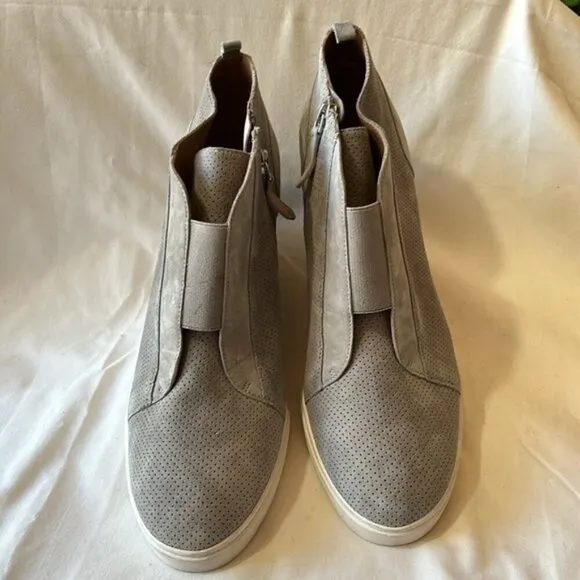 Linea Paolo Gray Felicia Suede Wedge Sneakers-Size 12 M NWOB
