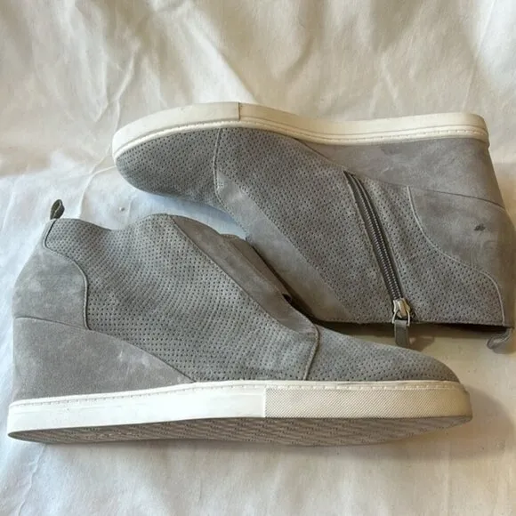 Linea Paolo Gray Felicia Suede Wedge Sneakers-Size 12 M NWOB
