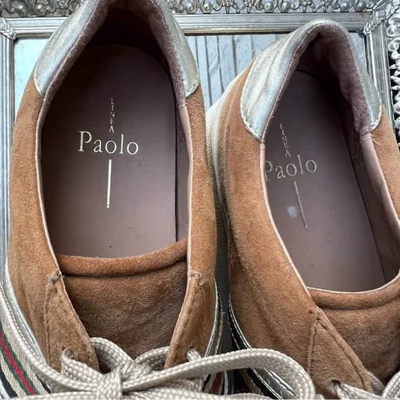 Linea Paolo Tan Striped Sneakers