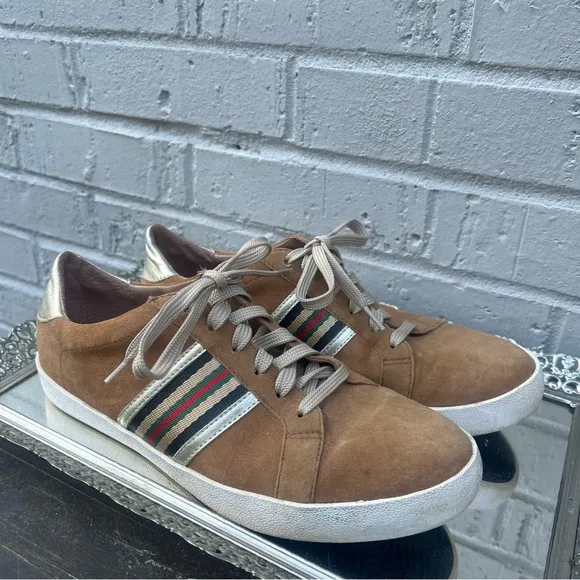 Linea Paolo Tan Striped Sneakers