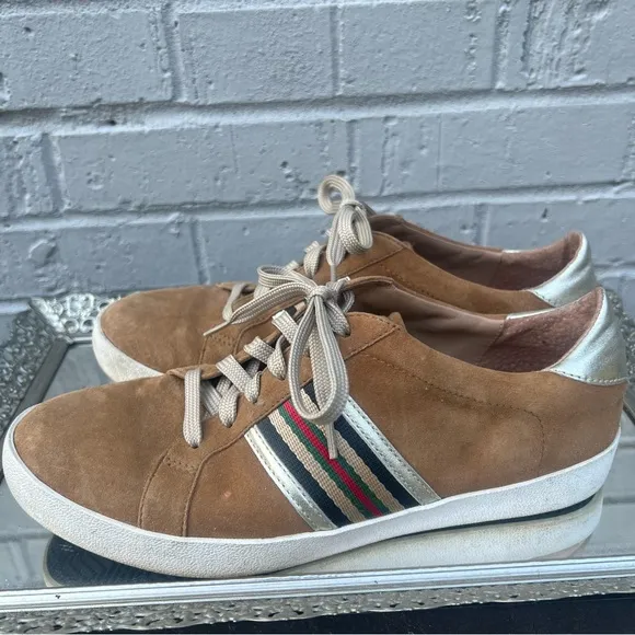 Linea Paolo Tan Striped Sneakers