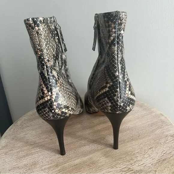 Lines Paolo Nita 2 Python Print Heeled Ankle Boots, tan gray cream, 8, NWOB