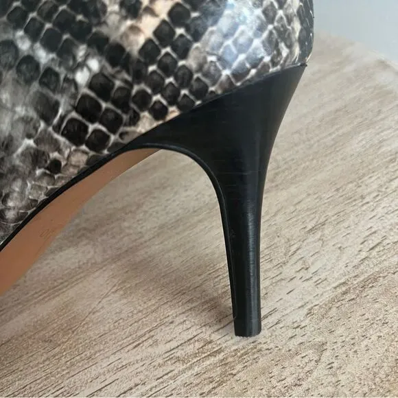 Lines Paolo Nita 2 Python Print Heeled Ankle Boots, tan gray cream, 8, NWOB