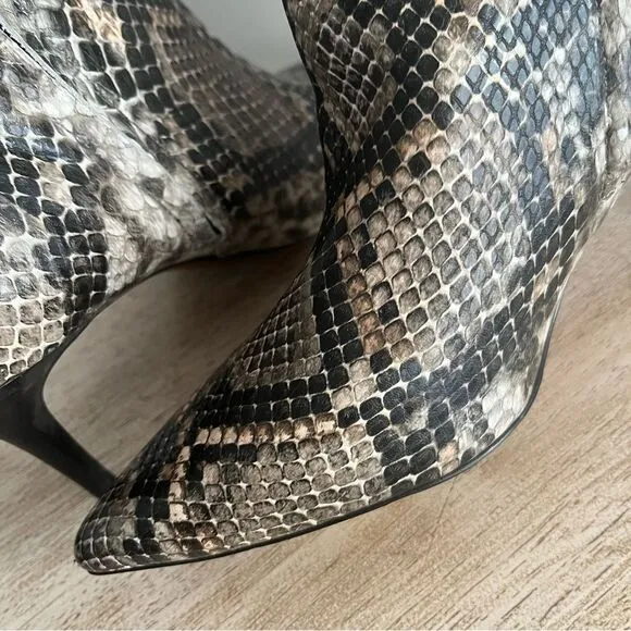 Lines Paolo Nita 2 Python Print Heeled Ankle Boots, tan gray cream, 8, NWOB