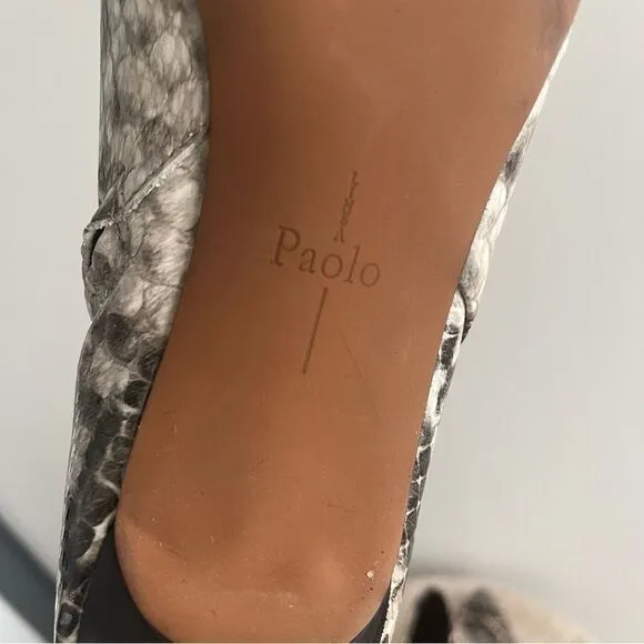 Lines Paolo Nita 2 Python Print Heeled Ankle Boots, tan gray cream, 8, NWOB