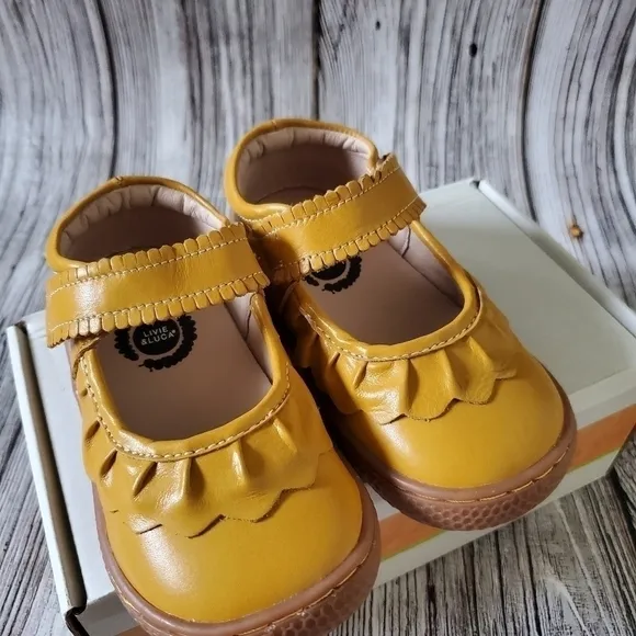 Livie and Luca Ruche Sandals Mustard Yellow Color NIB