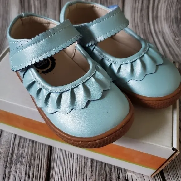Livie and Luca Ruche Shoes Blue Shimmer New